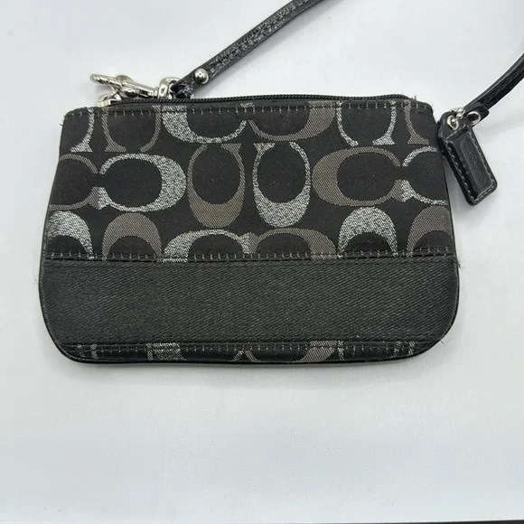 Coach Black Logo Monogram Wristlet Bag Purse Clutch - Picture 2 of 16